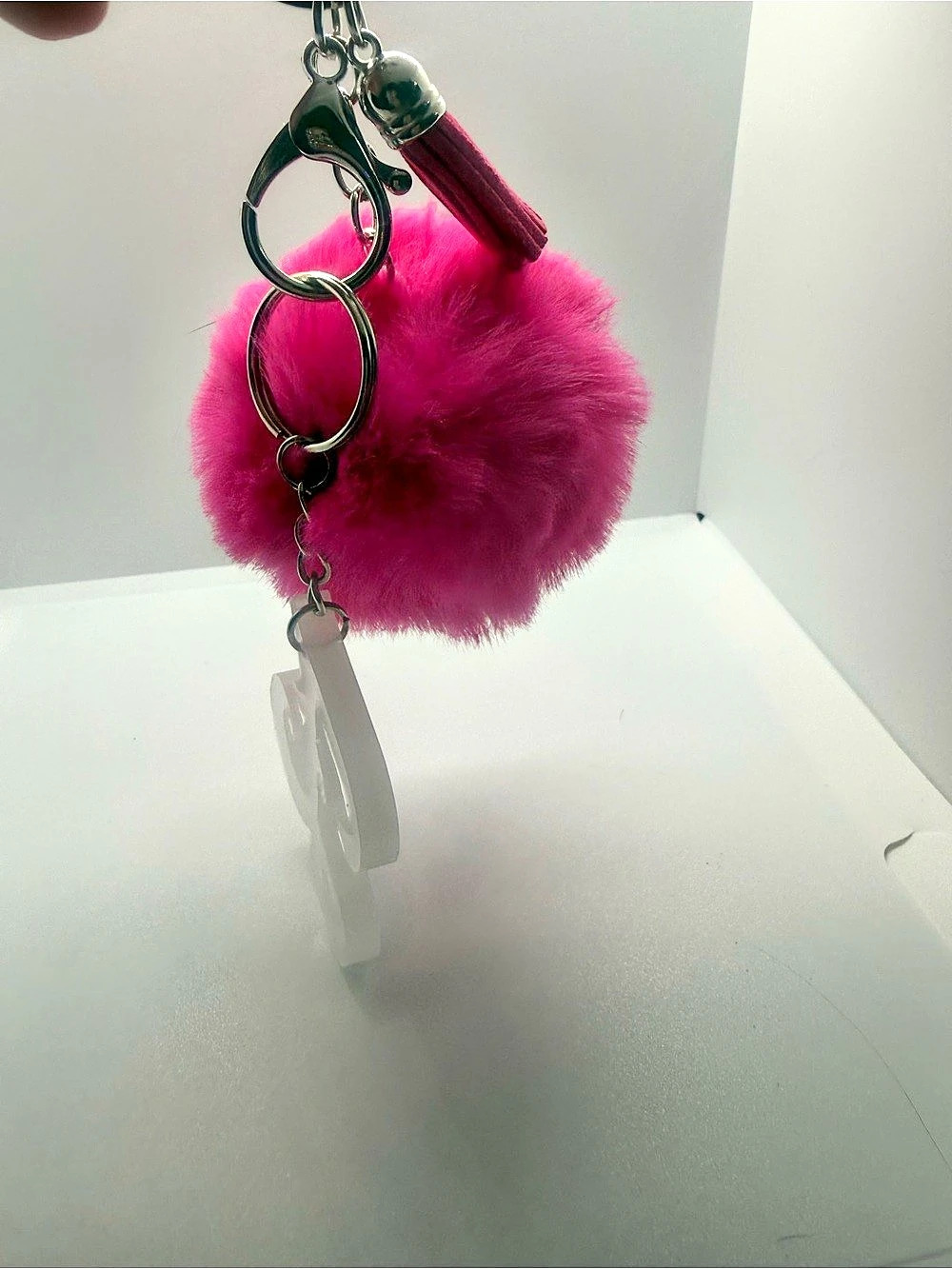 Pink Pom Letter Keychain - Picture 5 of 6